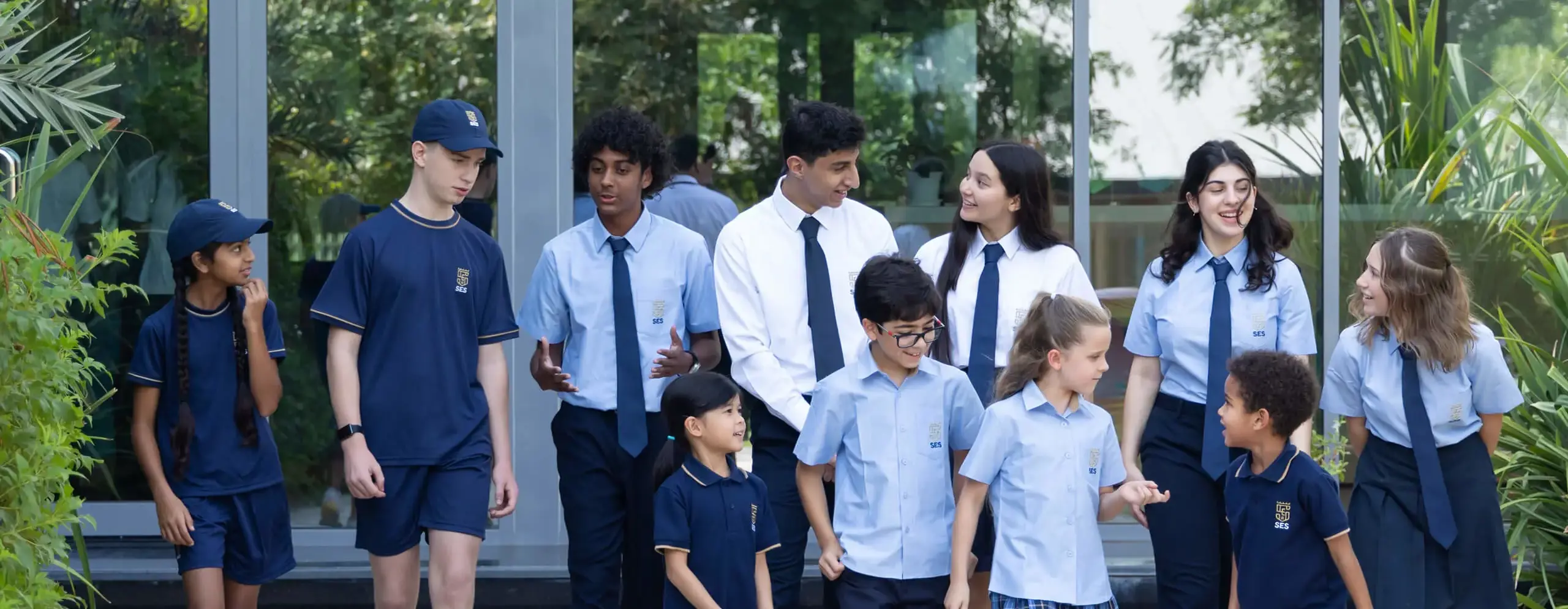 Pupils walking in the school grounds at Sharjah English School